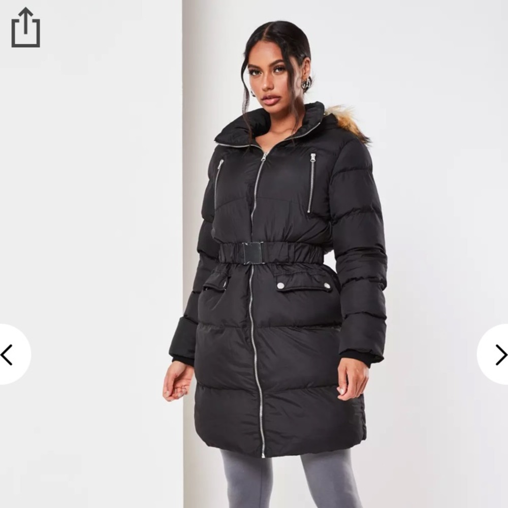 Missguided NWT black belted winter coat